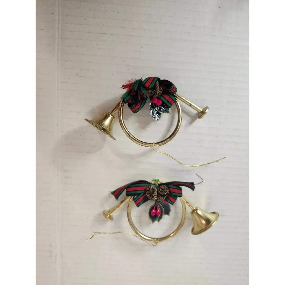 Lot Of 2 Small French Horns Chistmas Decoration